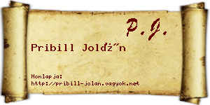 Pribill Jolán névjegykártya